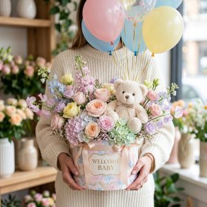 Yenidoğan Bebek Hediyesi Balon ve Peluş Kutusu - Görsel 2