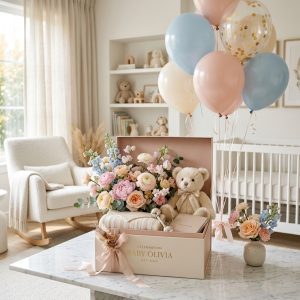 Yenidoğan Bebek Hediyesi Balon ve Peluş Kutusu - Görsel 3